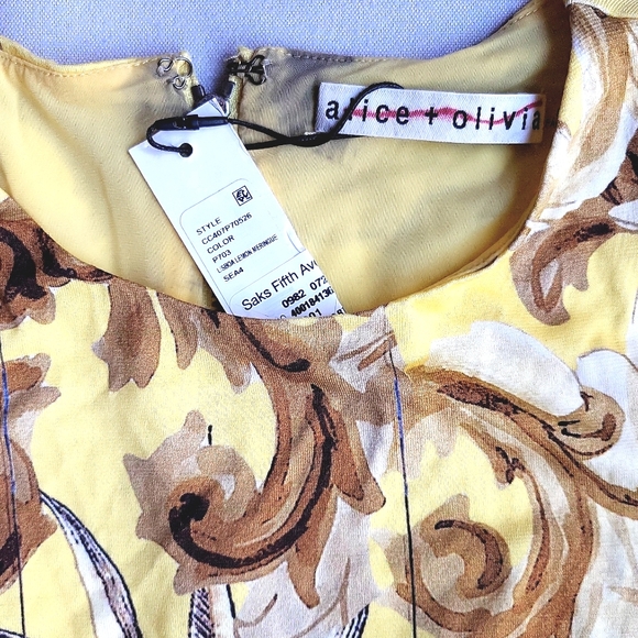 NWT$395 Alice + Olivia Delora Baroque Crew Neck Fitted Mini Dress Sz 4 (XS-S) - Picture 14 of 16